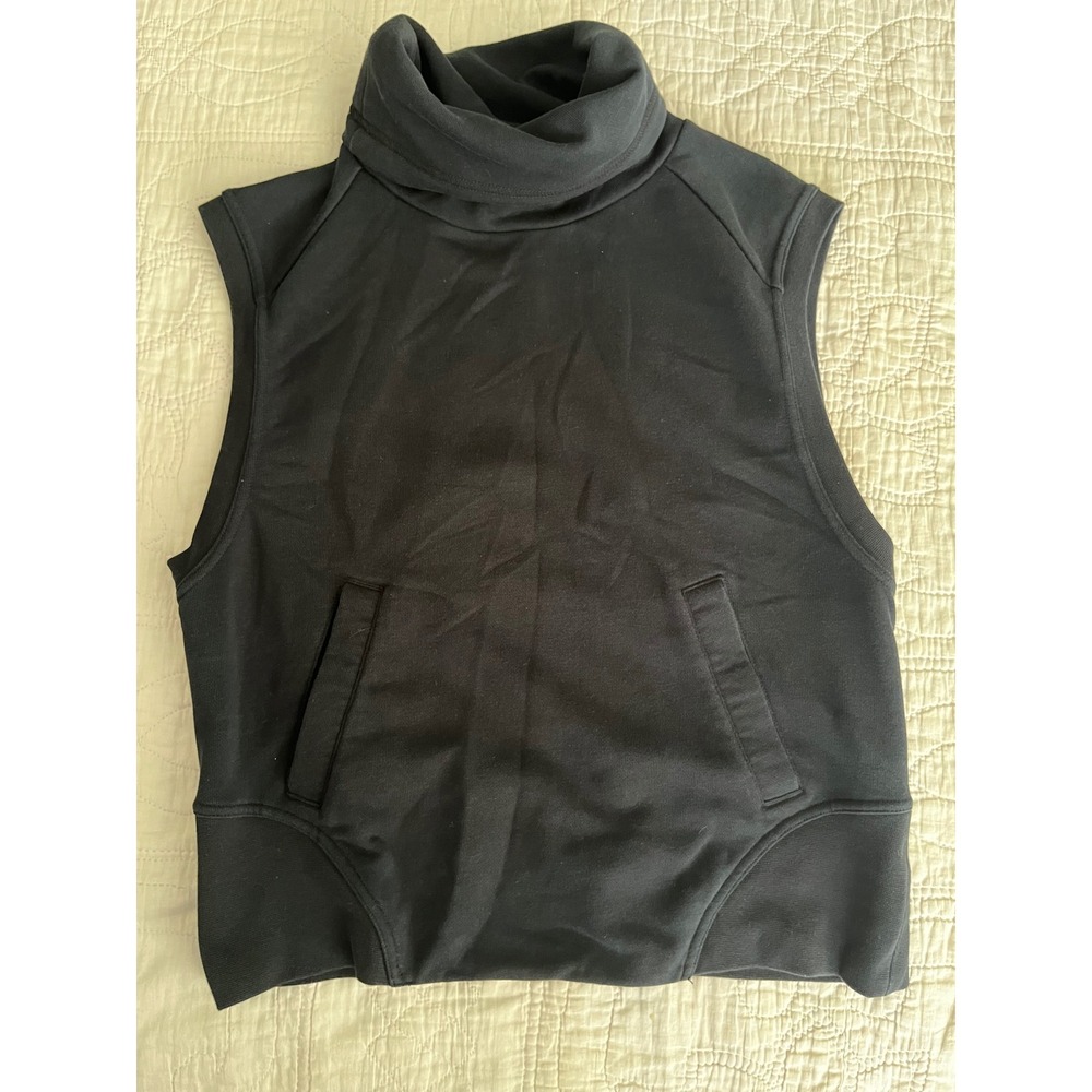 Nike Dri-FIT Sleeveless Turtleneck Sweatshirt Vest Black Medium Pockets Bungee